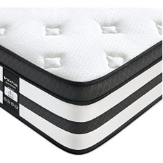 Inofia Sleep Mattresses, 90 x 190 cm, Single Mattress, Memory Foam Spring Mattress, 25 cm Hybrid Bed Mattress in a Box, Medium Firm, 100 Nights Risk Free Sample (90 x 190 cm)