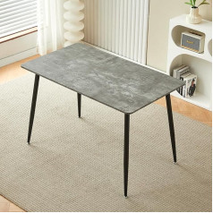 Grey Dining Table Kitchen Table Living Room Table Wooden Table for Office Kitchen 120 x 70 cm for 4-6 People Steel Legs Concrete Look