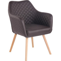 CLP Gent Dining Room Chair with Faux Leather Cover / Upholstered Chair with Armrest / Padded Seat / Seat Height of 49 cm