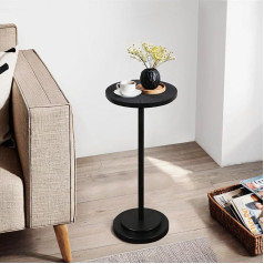 Drinks Table, Carved Table, Martini Table, Small Side Table, Weighted Base, Podium Table for Living Room, Bedroom, Modern, Black, 1 Piece
