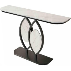 Schmaler Konsolentisch für den Eingangsbereich – Langer Sofatisch für den Flur mit geometrischem Metallrahmen – Akzenttisch für Wohnzimmer, Foyer und hinter der Couch (Weiß, 150 cm)