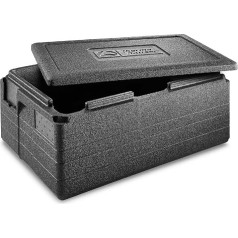thermohauser EPP Thermal Box GN 1/1 Gastrostar with Lid - 40 Litre Volume - 60 x 40 x 28 cm - 5-Colour Insert Card Set, Black