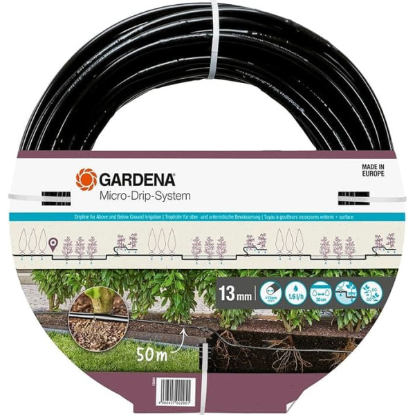 Gardena Above and Underground Drip Pipe: for use on bushes and hedges, 50 m length, fits micro drip system (13504-20)