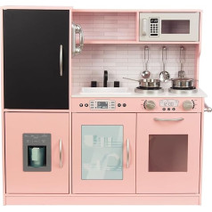 Children's Kitchen Wooden Play Kitchen for Children with Blackboard, Telephone, Pot, Pot Shovel, Gift Kitchen Children from 3 Years (Light Pink)