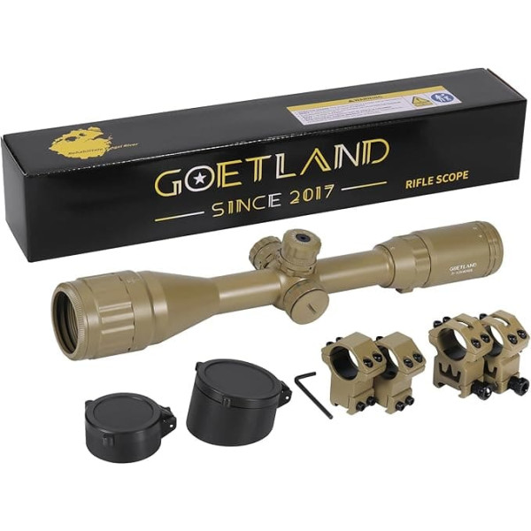 Goetland Rifle Rifle Scope 3-12 x 40 AO Airsoft Red Green Reticle with Mounting Rings SFP for Tactical Hunting Crossbow Air Rifle Sports Shooters