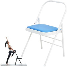 Foldable Pilates Yoga Chair Backless Balance Trainer for Handstand & Back Pain Relief Versatile Fitness Tool in Black, Brown & White (Blue)