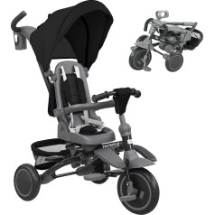 AIYAPLAY Kids Trike, 6 in 1 Kleinkind-Dreirad mit verstellbarem Elterngriff & Verdeck, wandelbarer Sitz, für 1-5 Jahre, faltbares Baby-Dreirad mit Sicherheitsgurt, Aufbewahrungskorb & Tasche, schwarz