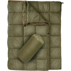 Portable Foldable Lightweight Waterproof Warm Outdoor 4-in-1 Large Portable Camping Travel Blanket, Green, 200 x 140 cm