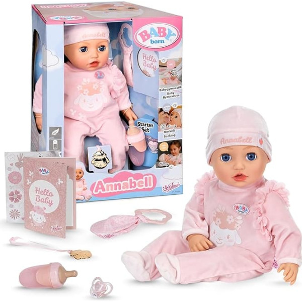 BABY born Annabell 43 cm Soft Baby Doll with 7 Electronic Functions and Sound Suitable for Children from 3 Years Doll Includes Accessories Requires Batteries