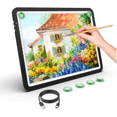 HIUKCOLED Light Table A3 - Rechargeable LED Copy Board with 3 Colour Temperatures & 6 Brightness Levels, Light Plate for Diamond Painting, Tracing, Art Projects (Eye Protection, Portable)