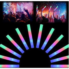 Desing Wish Set of 12 LED Light Sticks 34 cm Christmas Multicoloured Glow Sticks Foam Flashing Sticks Glow Sticks Glow Sticks 3 Modes for Birthday Wedding Party Supplies Accessory Decoration