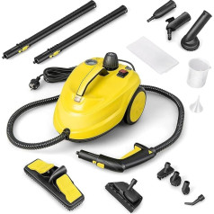 FANTASK 2000 W Steam Cleaner with 13 Accessories, Steam Pressure: Max. 5 Bar, Temperature: up to 160°C, Surface Capacity: 108 m², Tank: 1.8 L, Heating Time: 8 Min, Yellow