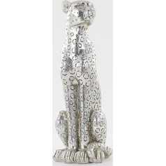 Cheetah Statue Silver Leopard Sculpture Home Decor Leopard Sculpture Resin Handmade Sitting Suitable for Living Room Table Center Bedroom Gift for