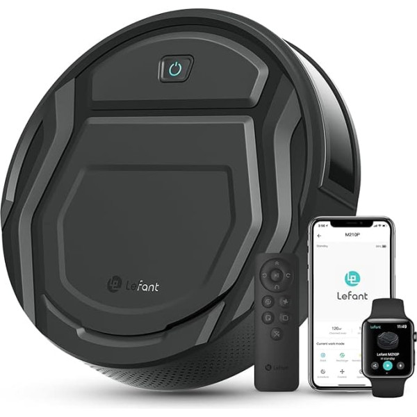 LEFANT Robot Vacuum Cleaner with Remote Control, 2200 Pa Suction Power, Automatic Docking, Supports WLAN/Alexa/App, Slim and Quiet Design, 120 Mins Max, Ideal for Pet Hair, Hard Floors and Carpets