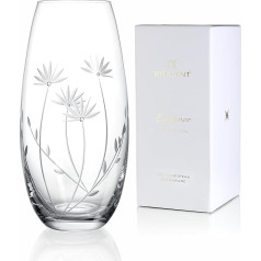 Bloom Barrel Glass Vase, Elegant Flower Vase, Modern, Decorative Glass Vase with Flower Motif and High-Quality Crystal Accents, Gifts for Women, Handmade in the EU, Pack of 1