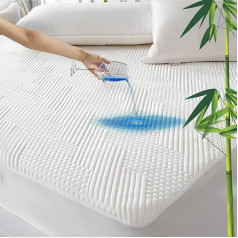 GRT Waterproof Bamboo Mattress Protector for Super King Size Beds - 3D Air Fibre Cooling Mattress Cover Breathable Ultra Soft Noiseless Mattress Topper (Super King - 182 x 200 + 40