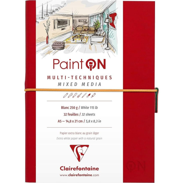 Clairefontaine Paint'On 975181C Sketch Book with Thread Binding 32 Sheets 250 g White