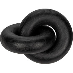 Briful Wooden Knot Sculpture, Decorative Wooden Knot, Scandinavian Home Decoration Made of Solid Wood for Table, Shelf and Living Room - Modern Design Wooden Chain, 18 x 12 cm, Black