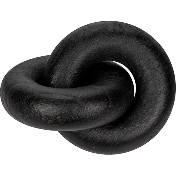 Briful Wooden Knot Sculpture, Decorative Wooden Knot, Scandinavian Home Decoration Made of Solid Wood for Table, Shelf and Living Room - Modern Design Wooden Chain, 18 x 12 cm, Black