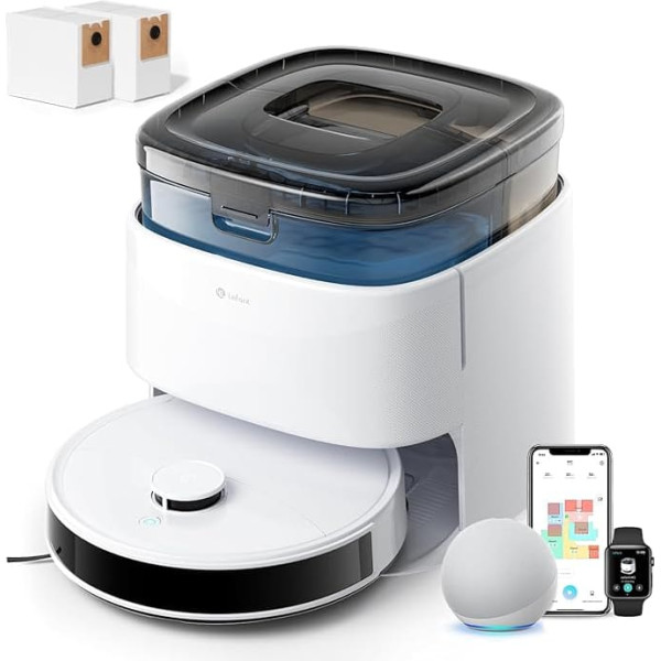 LEFANT M3 Robot Vacuum Cleaner with Mop Function, 12000 Pa Suction Power, 220 Mins Max, Multi-Floor Mapping, No-Go Zone, Avoid Obstacles, LiDAR Navigation, Automatic Docking, Lifting the Mop