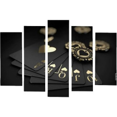 AREDE Set of 5 Wall Art Painting Picture Poster Royal Flush Poker Cards and Chips | 120 x 80 cm | Wall Pictures Wall Decoration Home Office Living Room Bedroom Decoration | Ready to Hang