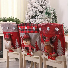 Christmas Chair Back Covers, 6 Pack Red Christmas Chair Covers with Eco Friendly Faux Leather, Christmas Chair Back Covers for Home, Holiday, Dining Room, New Christmas Chair Decoration