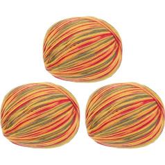 sourcing map 100 % Wollgarn, 4-lagiges Wollgarn, luxuriöses und weiches Garn, handgefärbtes Garn zum Handstricken, Häkeln, 100 g, 306 Yard (Rot/Gelb/Beige, 3 Knäuel)