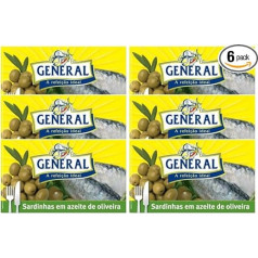 General Sardines in Olive Oil 6 x 125 g Rich in Omega 3 Portugal