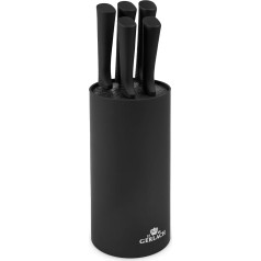 Gerlach Smart Black Knife Block Knife Set Kitchen Knife Set 5 Stainless Steel Knives in Block Santoku Vegetable Knife Kitchen Utensils Kitchen Accessories