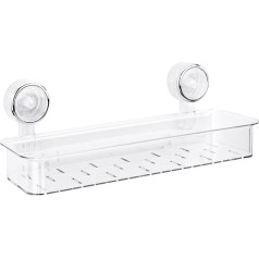 Suction Cup Shower Caddy Large Shower Organizer for Kitchen Bathroom Storage No Drilling Removable Reusable Acrylic Shelf for Indoor (Clear)