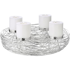 EDZARD Laval Advent Wreath Nickel-Plated Stainless Steel Diameter 42 cm for Pillar Candles Diameter 6 cm