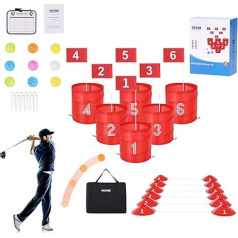 VEVOR Golf Game Set, 6 Hole Golf Course, Practice Games for Golf in Bucket, Golf Chipping Game for Outdoor, Portable Outdoor Golf Game, Ideal for Lawn, Yard, Camping, Park, Beach