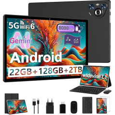 Tablet 10 Pulgadas Android 14, Widevine L1/8000mAh/Dual WiFi/5MP+8MP/Face ID, B Teclado y Ratón