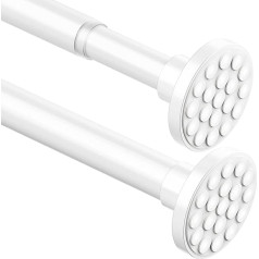 Telescopic Rod 4 m Extra Length Curtain Rail No Drilling Shower Rail Extendable Telescopic Clothes Rail for Bathroom Bedroom White (115-410 cm Diameter 32 mm)