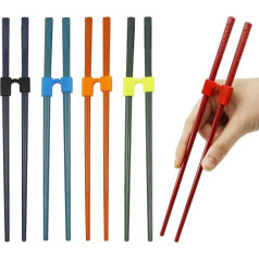 Chopsticks and Chopsticks Helpers, 5 Pairs Set, Plastic Hinges Connector for Kids, Adults, Beginners, Reusable and Replaceable, Dishwasher Safe (Cherry Blossom)