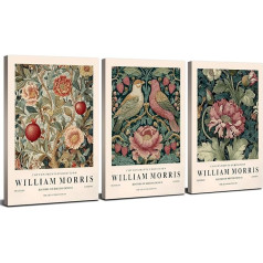 Vintage William Morris Canvas Picture, Flowers Canvas Prints for the Bedroom, Nature and Wildflower Motifs, Rustic Animal and Botanical Canvas Art for Living Room, Office and Wall Decoration, 30 x 40