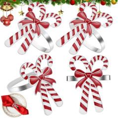 Ciieeo Serviettenringe für Weihnachten, Zuckerstange, Serviettenhalter, Metall-Serviettenschnalle für Weihnachten, Urlaub, Party, Abendessen, Tischdekoration, Hochzeitsbankett, 4 Stück