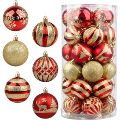 Pack of 30 Christmas Baubles Plastic Christmas Tree Decorations, 6 cm Plastic Christmas Tree, Colourful Tree Baubles, Christmas Decoration, Tree Decoration Balls Decorations for Christmas (Colourful