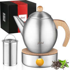 glastal 1200 ml Silver Stainless Steel Teapot with Warmer Tea Maker and Stainless Steel Tea Cosy Teapot Suit