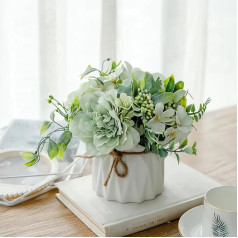 AUSHOPLAH Artificial Flowers, Artificial Flowers Like Real, Artificial Flowers in Vase, Desktop Small Flower Pots, Wedding Decoration Flowers E338 (Green)