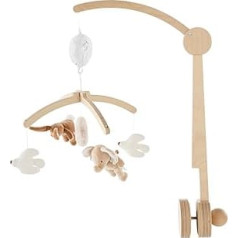 NOUKIE'S Wooden Musical Mobile - Bali, Mokka & Snow - Brahms Melody - Compatible with Cradle, Cot and Playpen - Ideal from Birth to Soothe Baby