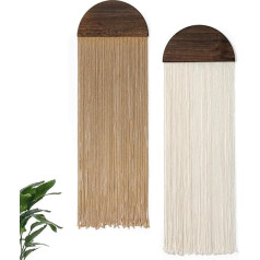 Betylifoy 2 Pieces Macrame Wall Hanging Beige Semicircular Tassel Tapestry Boho Decorative Wall Hanging Boho Wall Decoration Macrame Tapestry Living Room Bedroom Office Decoration 85 x 30 cm (Beige
