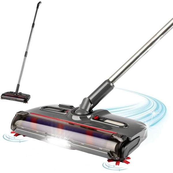 CLEANmaxx Cordless Cordless Floor Brush with 1,200 RPM and 4 Brushes Includes LED Light Anti-Hair System Perfect for Pet Hair 60 Minutes Running Time for Carpet, Tiles & Laminate