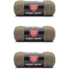 Red Heart Super Saver Brushed Yarn 3 Pack 140g Acrylic 4 Medium Worsted 250 Yards Khaki - Knitting/Crochet