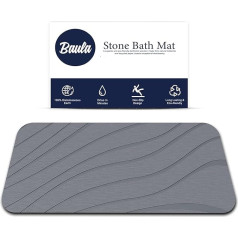 BAULA Quick Dry Bath Mat, Pebble Mat, Super Absorbent and Non-Slip, A Different Design on Each Side, Multipurpose Stone Rug, 60 x 40 cm (Dark Grey)
