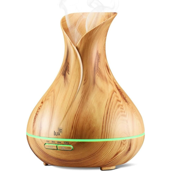 Aroma Diffuser 400 ml - Ultrasonic Oil Diffuser - LED with 7 Light Colours - Fragrance Diffuser/Humidifier for Aromatherapy - Wood Grain, Dark - for Yoga Salon, Living Room, Bedroom, Children's Room