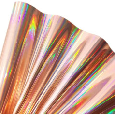 XHT Holoshimmer Faux Leather, 30 x 135 cm, Iridescent Multicoloured Metallic Leather Fabric for Bags, Keyrings, Champagne Gold