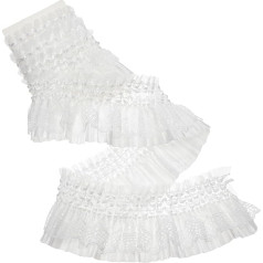 3 Yards Organza Ruffle Pleated Lace Trim Lace Edge Ruffle Trim Ribbon Vintage Tulle Fabric Ribbons for Sewing Dresses Bags Costumes Decorations Trim Crafts