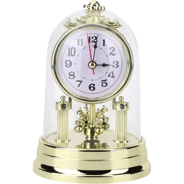 European Mantel Clocks Retro Style Living Room Clock Antique Silent Table Clock Home Decor (Gold)