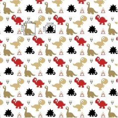 Dinosaur 100% Cotton Fabric, Children, Sold by the Metre, Craft, Sewing Fabric (Dinosaur Red, Black, Cream, 200 x 160 cm)